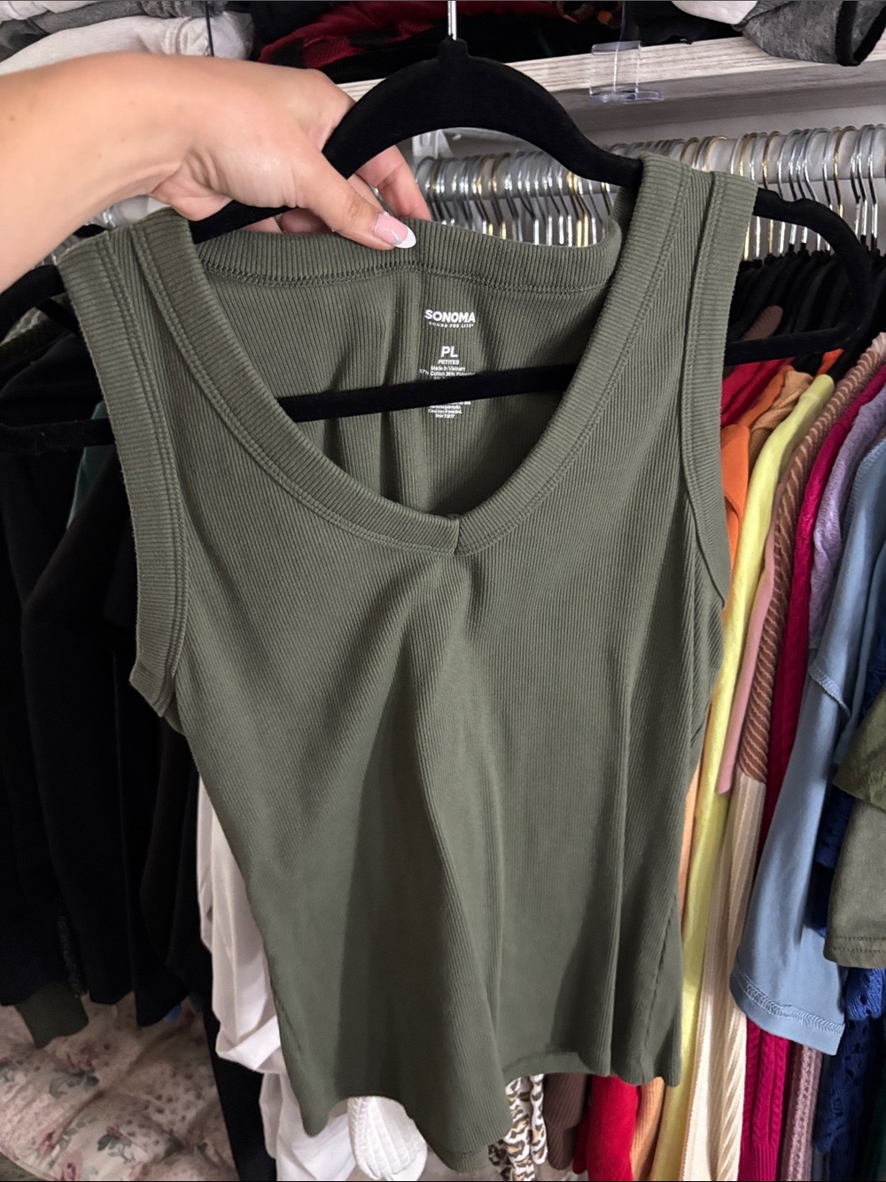 SONOMA Olive Ribbed Tank Top